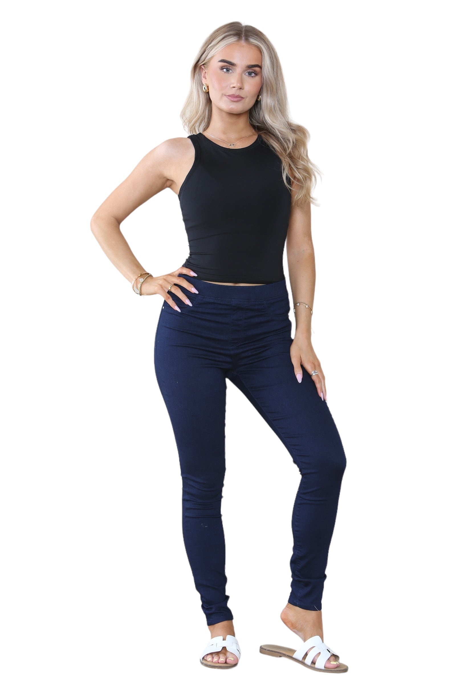 Women s High Waisted Skinny Fit Stretch Jeans Denim Jeggings with Elasticated Waist Ladies Smart Casual Summer Fashion Trousers Legging Girls slim fit pant Slim Fit Stretchy Pencil Pants Imitation Jea...