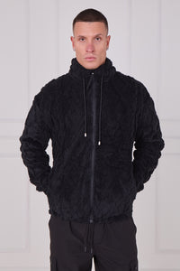 Luxe Textured Faux Fur Zip Jacket