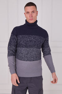 Men's Textured Roll Neck Jumper