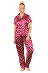 Silky Polka Dot Satin PJs - Stylish Short-Sleeve Lounge Set - Elaina Fashion