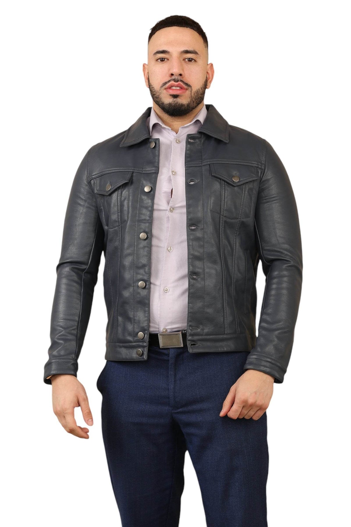 Elaina Men's Classic Black Leather Jacket - Elaina Fashion