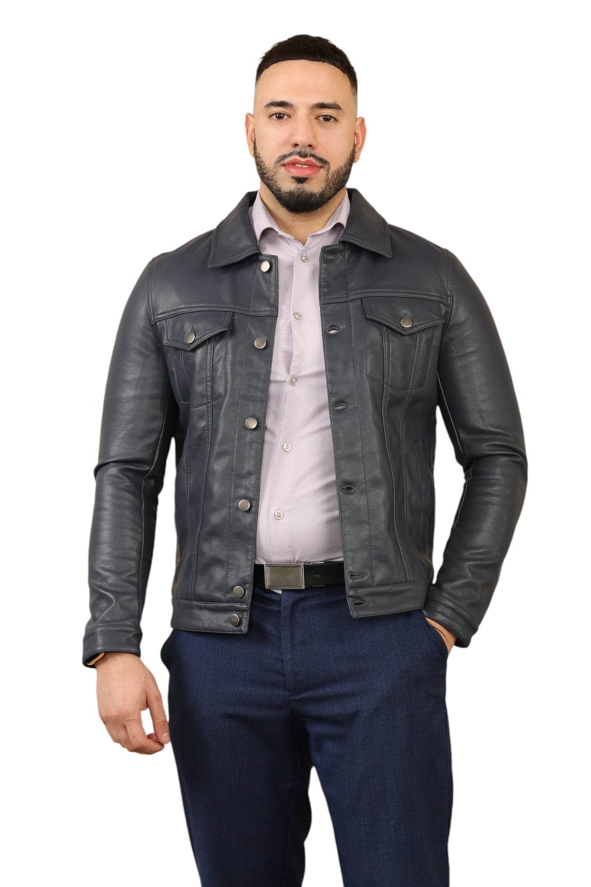 Elaina Men's Classic Black Leather Jacket - Elaina Fashion