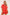 Woman wearing a red satin pajama set against a white background
