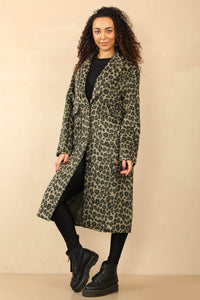 Chic Leopard Print Longline Coat - Elaina Fashion