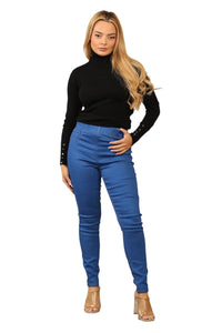 Women's High Waisted Skinny Fit Stretch Jeans Denim Jeggings with Elasticated Waist - Elaina Fashion