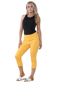 Women's Orange Peel High Waist Skinny Fit Stretch Cropped Capri Jeans Denim Jeggings with Elasticated Waist- Casual Summer Trousers Three Quarter 3/4 Length Pull On Cut Off - Elaina Fashion
