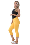 Women's Orange Peel High Waist Skinny Fit Stretch Cropped Capri Jeans Denim Jeggings with Elasticated Waist- Casual Summer Trousers Three Quarter 3/4 Length Pull On Cut Off - Elaina Fashion