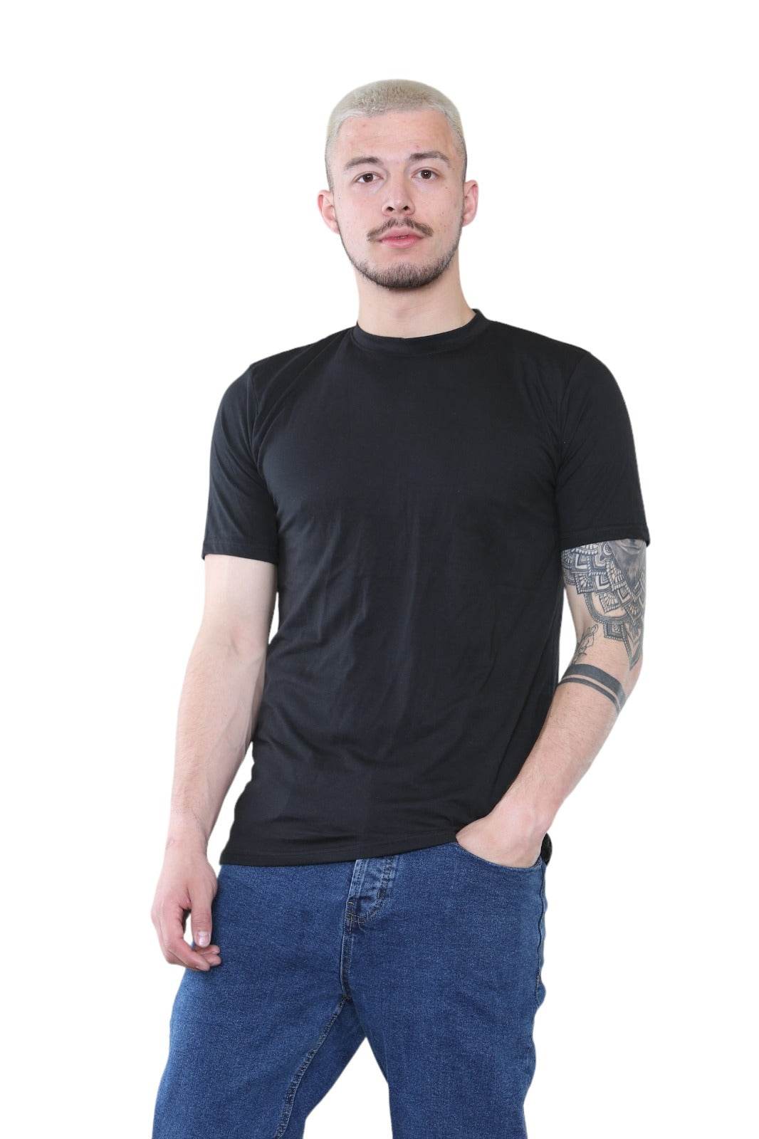 Men's Classic Black T-Shirt – Premium Cotton Crew Neck Tee for Everyday Wear - Elaina Fashion