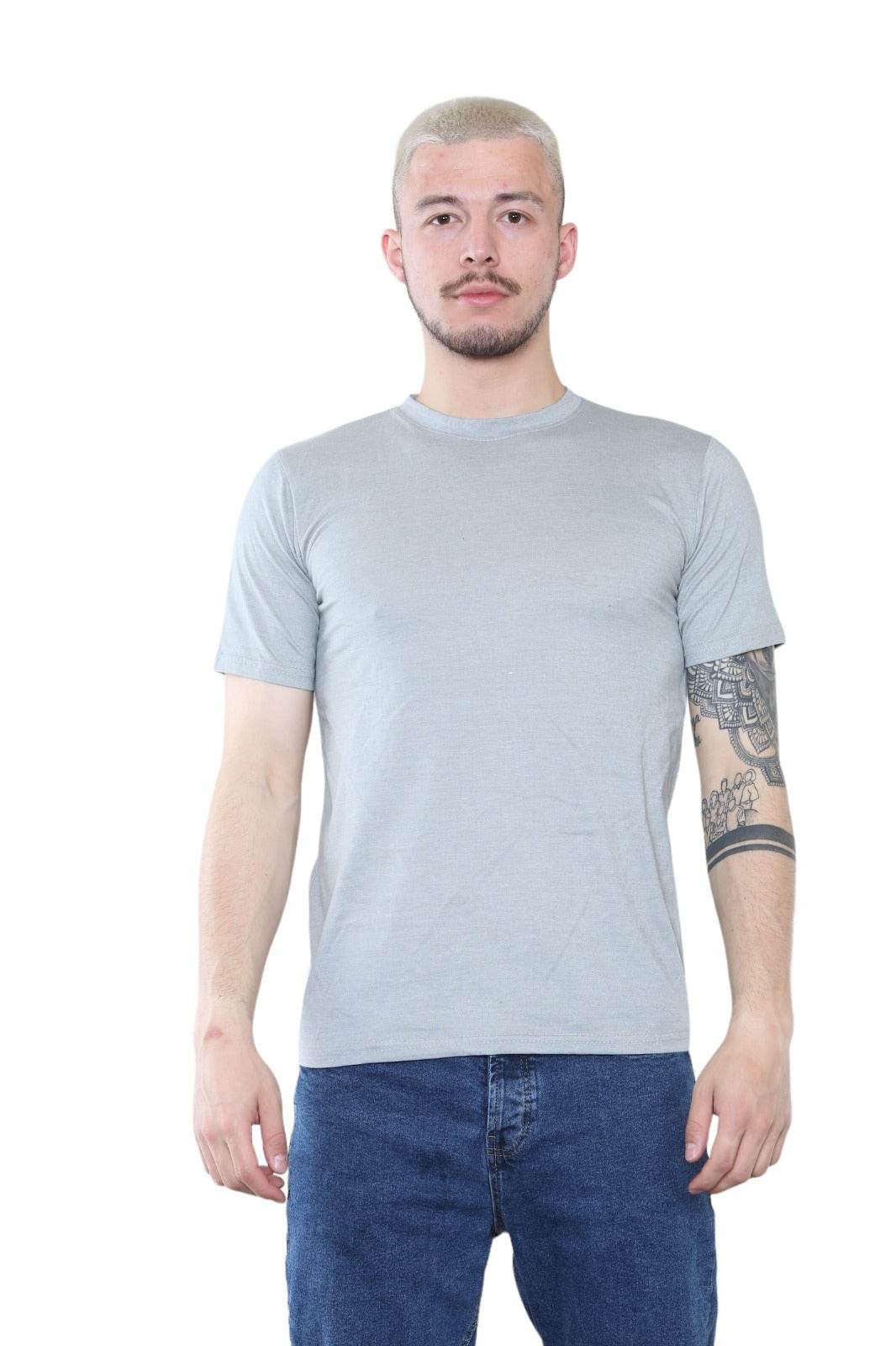Elaina Fashion Grey Crew Neck T-Shirt – Minimalist Style for Everyday Wear - Elaina Fashion