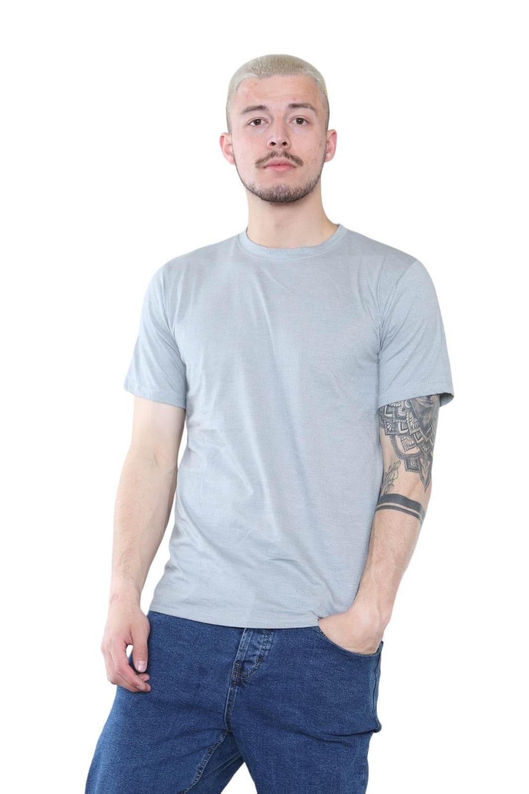 Elaina Fashion Grey Crew Neck T-Shirt – Minimalist Style for Everyday Wear - Elaina Fashion