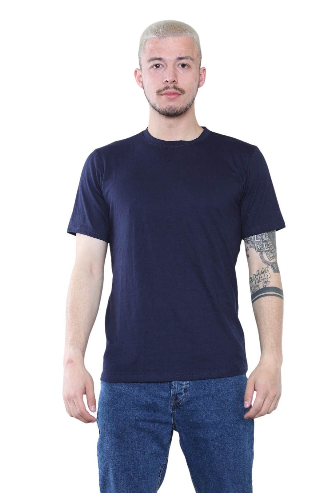 Elaina Fashion Navy Crew Neck T-Shirt – Minimalist Style for Everyday Wear - Elaina Fashion