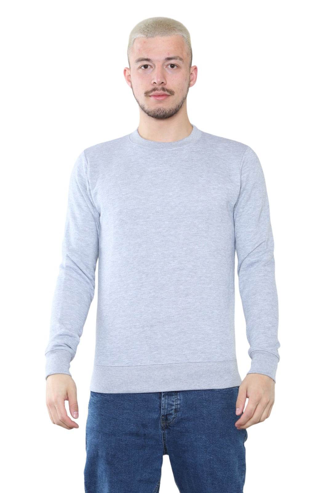 Men's Classic Light Grey Sweatshirt - Casual Comfort and Stylish Fit - Elaina Fashion