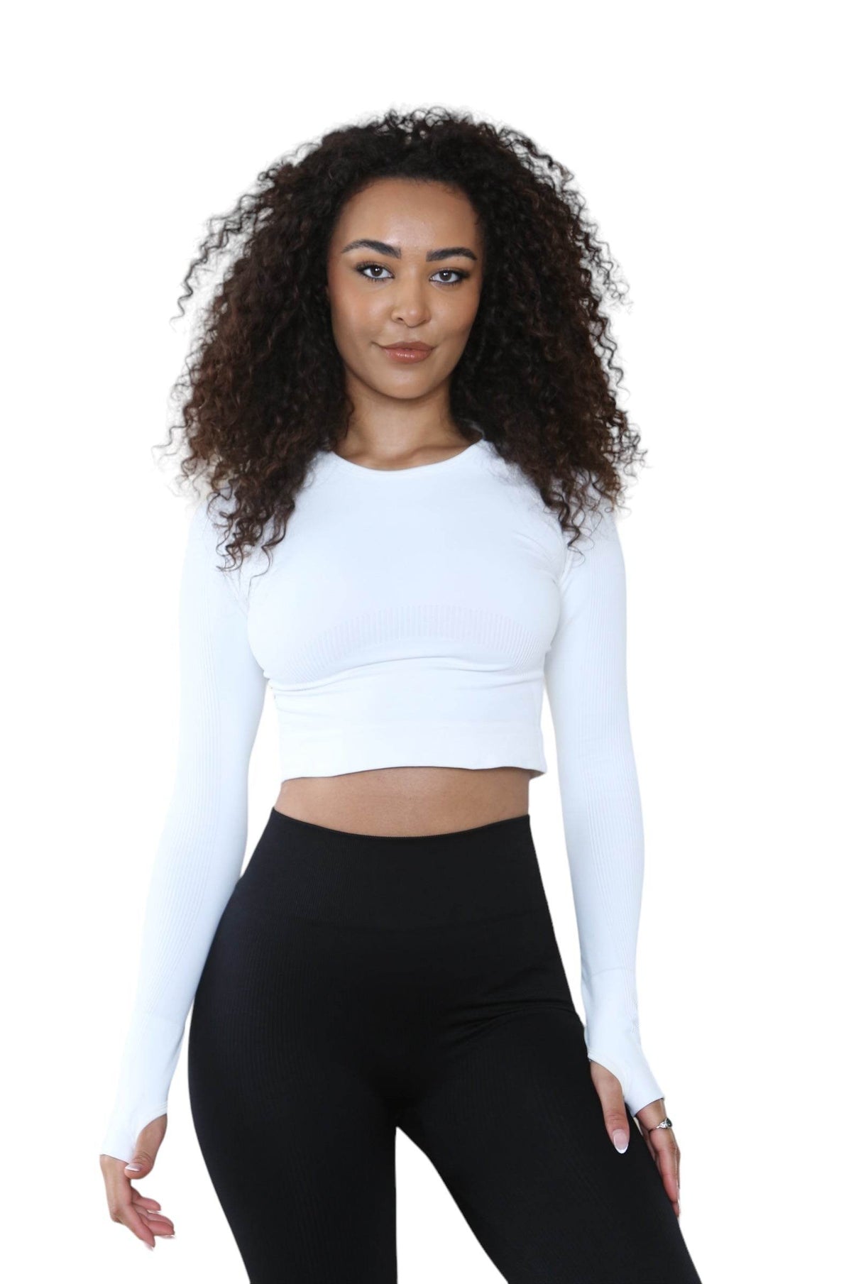 Women's Round Neck Tie-Dye Rib Seamless Slim Fit Long Sleeve Fitness Midriff, Thumb Hole Casual Sports Yoga Gym Workout Crop Top Activewear Sportswear - Elaina Fashion