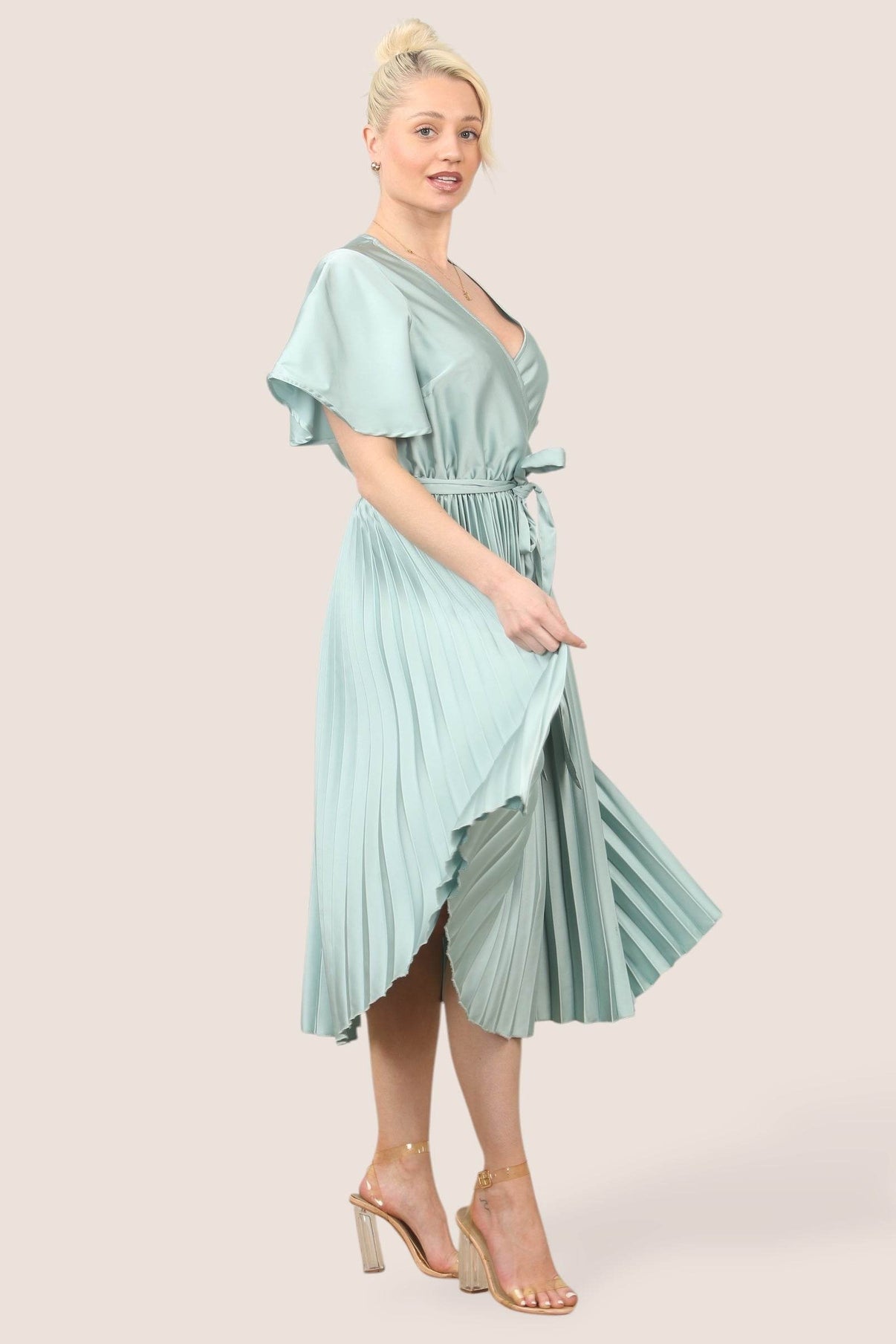 Grace Satin Pleated Midi Dress – Effortless Elegance for Every Occasion - Elaina Fashion