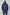 Man wearing a long blue puffer coat against a white background